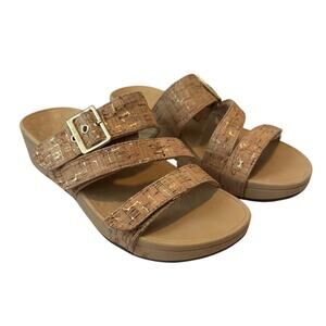 Women’s Vionic RIO Brown Cork Adjustable Wedge Slide Sandals Size 7